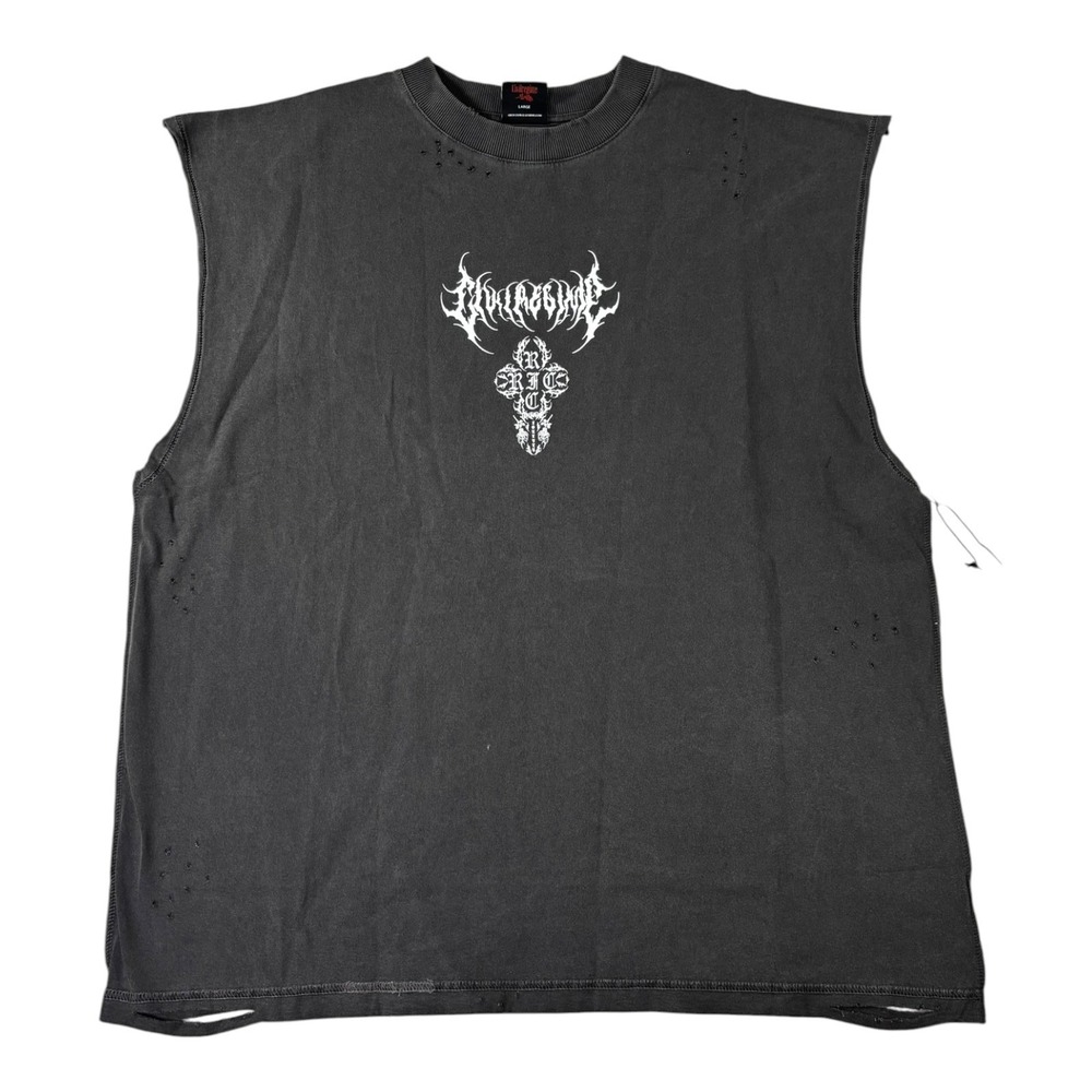 Civil Regime x Bleach Anime Toshiro Hitsugaya Distressed Muscle Tee Black Large